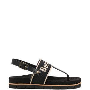 Barbour Black Lumley Logo-Embroidered Slingback Sandals
