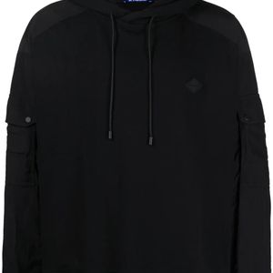 Spoonyard Black Logo-Patch Panelled Hoodie for men