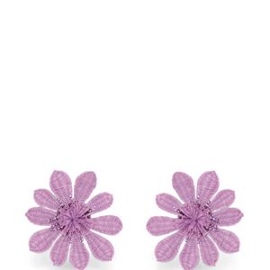 Oscar de la Renta Purple Flower Clip-On Earrings