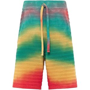 Laneus Green Knitted Drawstring Shorts for men