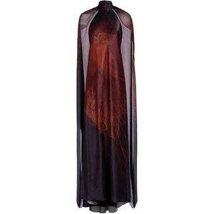 Silvia Tcherassi Red Sabina Cape-Detail Maxi Dress