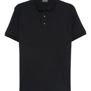 Emporio Armani Black Cotton Short-Sleeve Polo Shirt for men