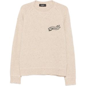 DSquared² Natural Logo-Patch Raglan-Sleeve Sweater for men