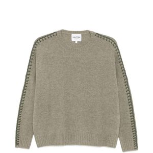 Kujten Natural Amea Whipstitch-Trim Sweater