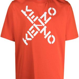 メンズ KENZO ロゴ Tシャツ オレンジ