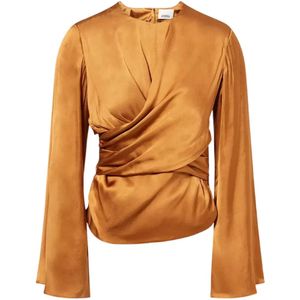 Isabel Marant Orange Draped Long-Sleeve Blouse