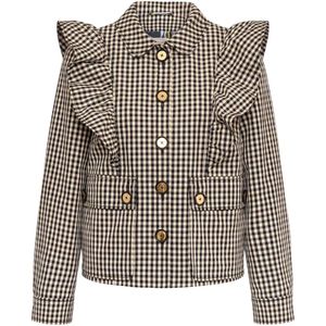 Maison Common Brown Ruffled Gingham Jacket
