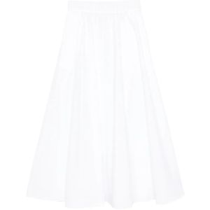 P.A.R.O.S.H. White Elastic-Waist Midi Skirt