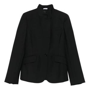 McQueen Black High-Neck Single-Button Jacket