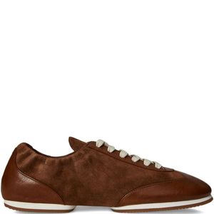 Polo Ralph Lauren Brown Pony Ballerina Debossed-Logo Lace-Up Sneakers