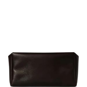 The Row Black Squared Compact Leather Clutch Bag