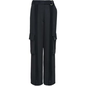 Club21 Black Stephanie Belted Wide-Leg Cargo Pants