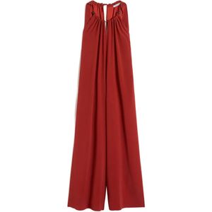 Max Mara Red Flowing Envers Satin Jumpsuit