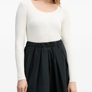 Marc O' Polo White Ribbed-Knit Button-Up Cardigan