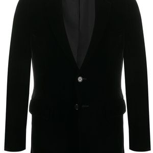 メンズ Saint Laurent ベルベットコーデュロイ シングルジャケット ブラック