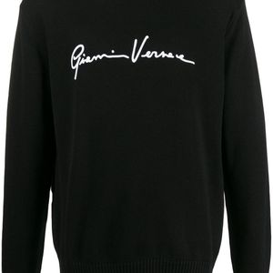 メンズ Versace ロゴ プルオーバー ブラック