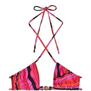 Emilio Pucci Pink Iride-Print Bikini Top