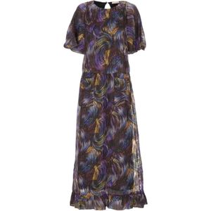 Kristina Ti White Maxi Swirl-Print Ruffled Dress