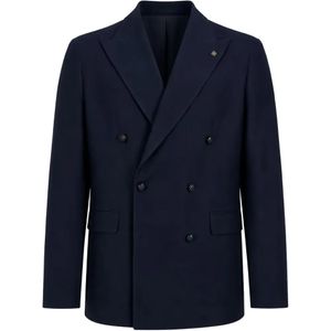 Tagliatore Blue Flap-Pocket Double-Breasted Blazer for men