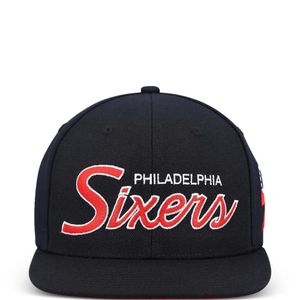 Mitchell & Ness Black Nba Team Script 2.0 Philadelphia Sixers Snapback Cap for men