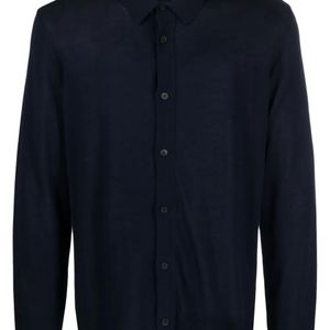 Nuur Blue Button-Up Knitted Shirt for men