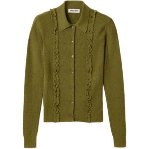 Miu Miu Green Cashmere And Silk Cardigan