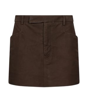 Rick Owens Brown Firbanks Belt-Loops Mini Skirt