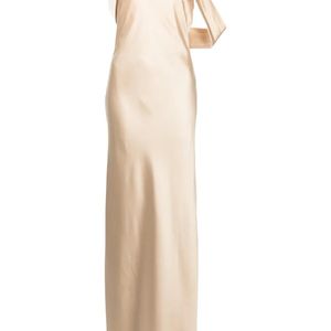 Michelle Mason Natural Bias-Cut One-Shoulder Gown