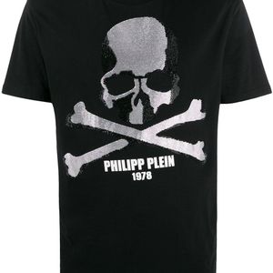 メンズ Philipp Plein スカルロゴ Tシャツ ブラック