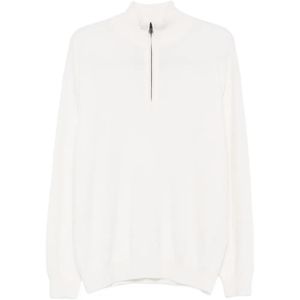 Lisa Yang White Quarter-Zip Knitted Sweater for men