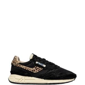 Autry Black Reelwind Leopard-Print Sneakers