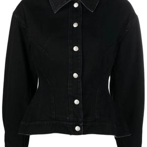 McQueen Black Peplum Denim Jacket