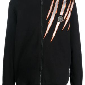 Philipp Plein Black Scratch-Print Long-Sleeved Hoodie for men