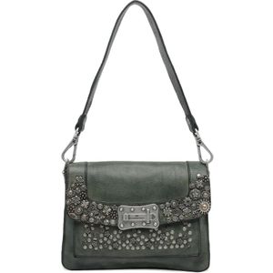 Campomaggi Green Small Agnese Floral-Stud Shoulder Bag