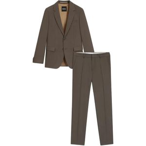Boss Brown Single-Breasted Suit for men