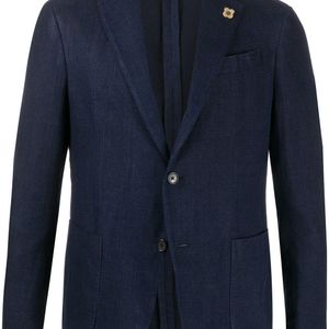 メンズ Lardini デニム シングルジャケット ブルー