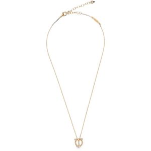 Ferragamo White Gancini Crystal-Embellished Necklace