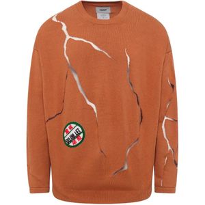 Doublet Orange Cracked-Egg-Design Sweater for men