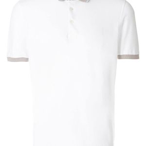 メンズ Brunello Cucinelli コントラストカラーポロシャツ ホワイト