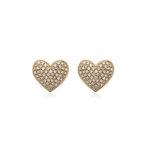 SHAY Yellow Gold Heart Pave Diamond Earrings in het Metallic