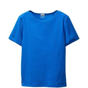 Versace Blue Embroidered Ribbed Cotton-Jersey T-Shirt for men