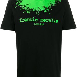 メンズ Frankie Morello ペイント ロゴ Tシャツ ブラック