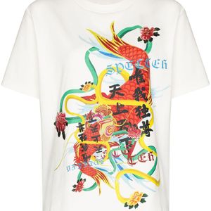Angel Chen T-shirt Met Drakenprint in het Wit
