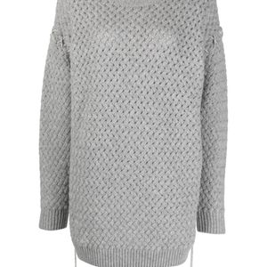 GIUSEPPE DI MORABITO Grey Decorative-Stitching Knitted Minidress
