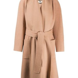 Elisabetta Franchi ベルテッド コート ナチュラル