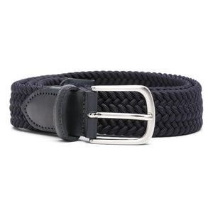 Eraldo Black Leather-Trim Interwoven Belt for men