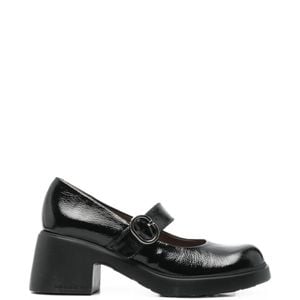 Wonders Black Buckle-Fastening Leather Pumps