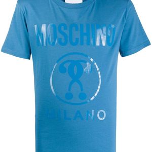 メンズ Moschino ロゴ Tシャツ ブルー