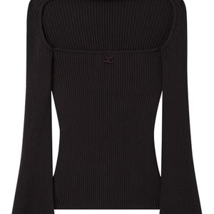 Courreges Black Cut-Out Ribbed Jumper