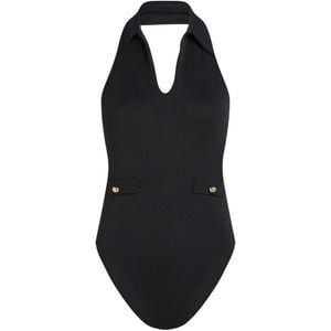 Karl Lagerfeld Blue Collar Detail Swimsuit